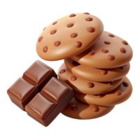 Heap of Cookies and Chocolate 3d Illustration png