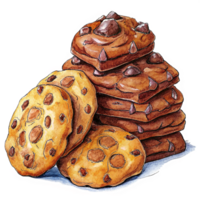 Heap of Cookies and Chocolate Hand Drawn Art png