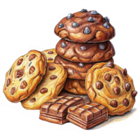 Heap of Cookies and Chocolate Hand Drawn Graphic png