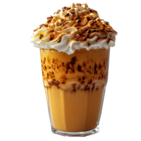 Pumpkin spice latte . Cup of warm pumpkin spice latte during autumn fall time. pumpkin spice latte with nutmeg, vanilla and espresso coffee in cup . sweet fall beverage isolated png