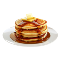 Pancakes With Syrup And Butter On a Plate Transparent Background. png