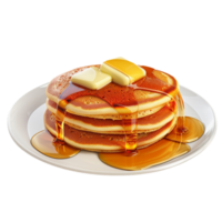 Stack of Pancakes with Syrup and Butter Transparent Background. png