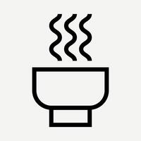 Hot bowl icon, tableware illustration in line style suitable for website, app, food theme presentation, and Cooking utensils set. vector