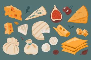 Assortment of Various Cheese Types vector