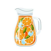 Orange lemonade. Cold summer drink. Lemonade with ice in flat style. Summer. vector