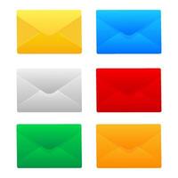 set of envelopes. postal envelope icon isolated on blue background. unread email message. illustration vector