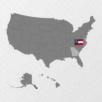 Georgia state map with flagpole. illustration. vector