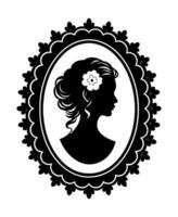 A Girl with Flower in a Vintage Cameo Portrait in a Frame vector