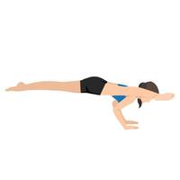 Woman doing Twisted One Legged Arm Balance Pose II, Flying Splits Pose, Hurdlers Pose or Eka Pada Koundinyasana II. vector