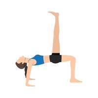 Woman doing One Legged Reverse Table Top Pose or Eka Pada Ardha Purvottanasana. vector