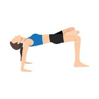 Woman doing Reverse Table Top Pose Legs In Figure Four or Ardha Purvottanasana Pada Ardha Utkatasana. vector