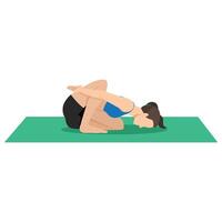 Woman doing Reverse Table Top Pose Legs In Figure Four or Ardha Purvottanasana Pada Ardha Utkatasana. vector