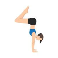 Woman doing Bunny Hops Pose Handstand Prep or Pike Handstand Pose yoga exercise. vector