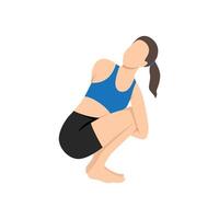 Woman doing Reverse Table Top Pose Legs In Figure Four or Ardha Purvottanasana Pada Ardha Utkatasana. vector