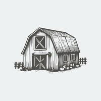 Vintage Hand Drawn Barn Sketch vector