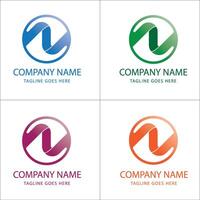 four different colored letter n logo templates vector