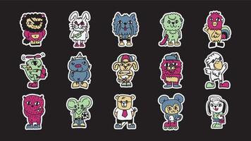 Hand drawn cute character collection vector