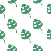 Seamless pattern with monstera leaves on white background vector