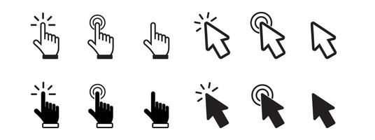cursor click mouse hand arrow icon bundle vector