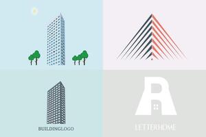 Collection of Flat designs of retro and modern city house illustrations. Abstract architecture illustration. vector