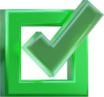A green check mark. The check mark is a symbol of approval or satisfaction. png