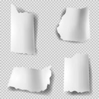 Set of realistic torn or ripped paper sheet. Torn sheets of paper. Scrapbook edge, notebook tear or blank page. vector