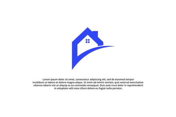 blue house swoosh modern minimal logo