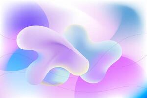 Fluid holographic background with 3d liquid splash rainbow pastel color spill bubble, gradient colorful amorphous shapes Pearlescent Design Abstract. Modern wallpaper design for poster, banner, flyer vector