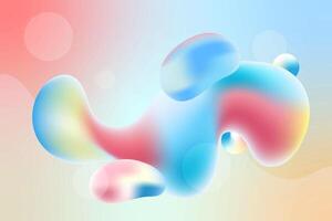 Fluid holographic background with 3d liquid splash rainbow pastel color spill bubble, gradient colorful amorphous shapes Pearlescent Design Abstract. Modern wallpaper design for poster, banner, flyer vector
