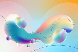 Fluid holographic background with 3d liquid splash rainbow pastel color spill bubble, gradient colorful amorphous shapes Pearlescent Design Abstract. Modern wallpaper design for poster, banner, flyer vector