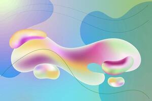 Fluid holographic background with 3d liquid splash rainbow pastel color spill bubble, gradient colorful amorphous shapes Pearlescent Design Abstract. Modern wallpaper design for poster, banner, flyer vector