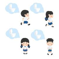 Kid Student need a pee set vector