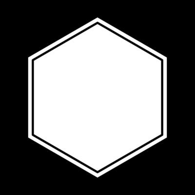 Hexagon frame template isolated on black background