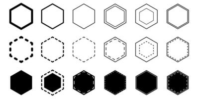 Set of hexagon shape and frame template vector
