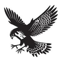 Eurasian kestrel - kestrel Bird silhouette - kestrel Hovering illustration in black and white vector