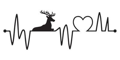 Heartbeat line with Hunting can silhouette, Hunting can and Heartbeat frequency with Heart Love illustration vector