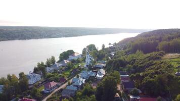 Russian village in the forest drone view video