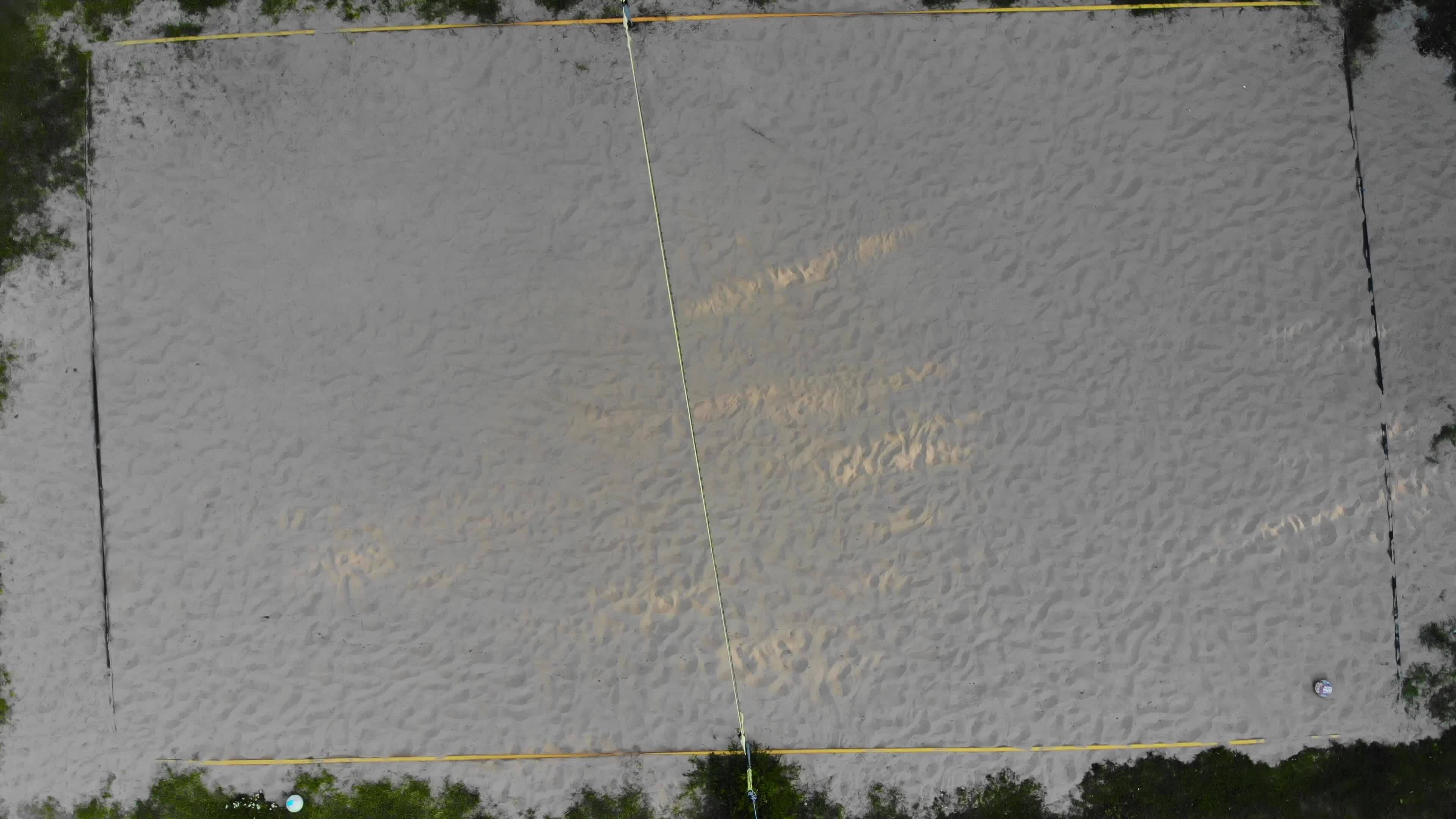 View of the volleyball court from above at the campsite in the