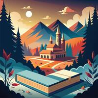 Beautiful nature with mountain vector