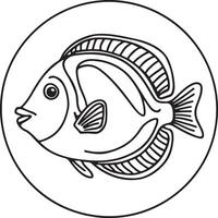 Line Artwork of tang fish vector