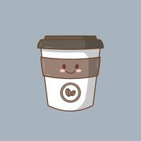 illustration art cute cup coffee sticker character design vector