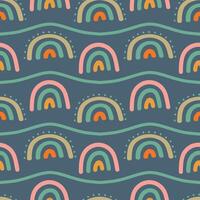 Scandinavian rainbow seamless pattern. baby pattern for fabric, clothing, background, packaging, wrapping paper, bed linen vector