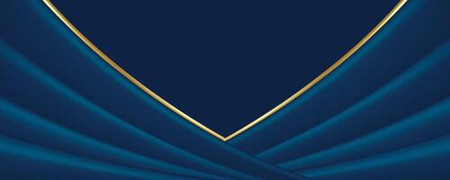 Elegant and sophisticated background with blue curves and gold border vector
