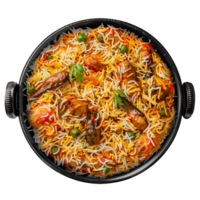 Biryani with Chicken Top View Isolated on Transparent Background png