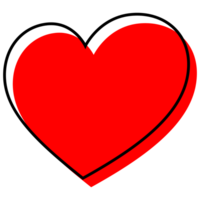 Heart symbol red color and outline icon. Love icon hand drawn style. png