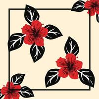 Hibiscus flower seamless pattern. illustration in retro style. vector