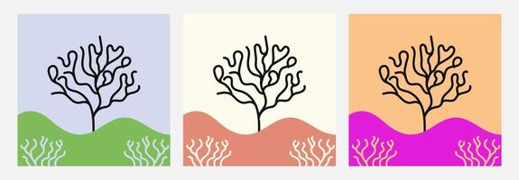 Minimalist wall art, inspired by the captivating beauty of coral reefs. Perfect for adding a touch of nature to any space, artwork serves as an ideal visual for flyers, posters abstract backgrounds. vector