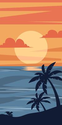 Sunset beach landscape vertical background