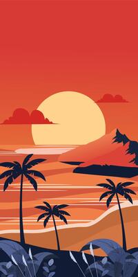 Sunset beach landscape vertical background