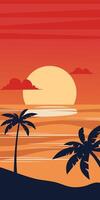 Sunset beach landscape vertical background vector